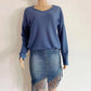 Estee Blue Waffle Knit Oversized Top