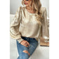 Esther Metallic Round Neck Smocked Long Sleeve Blouse