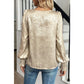 Esther Metallic Round Neck Smocked Long Sleeve Blouse