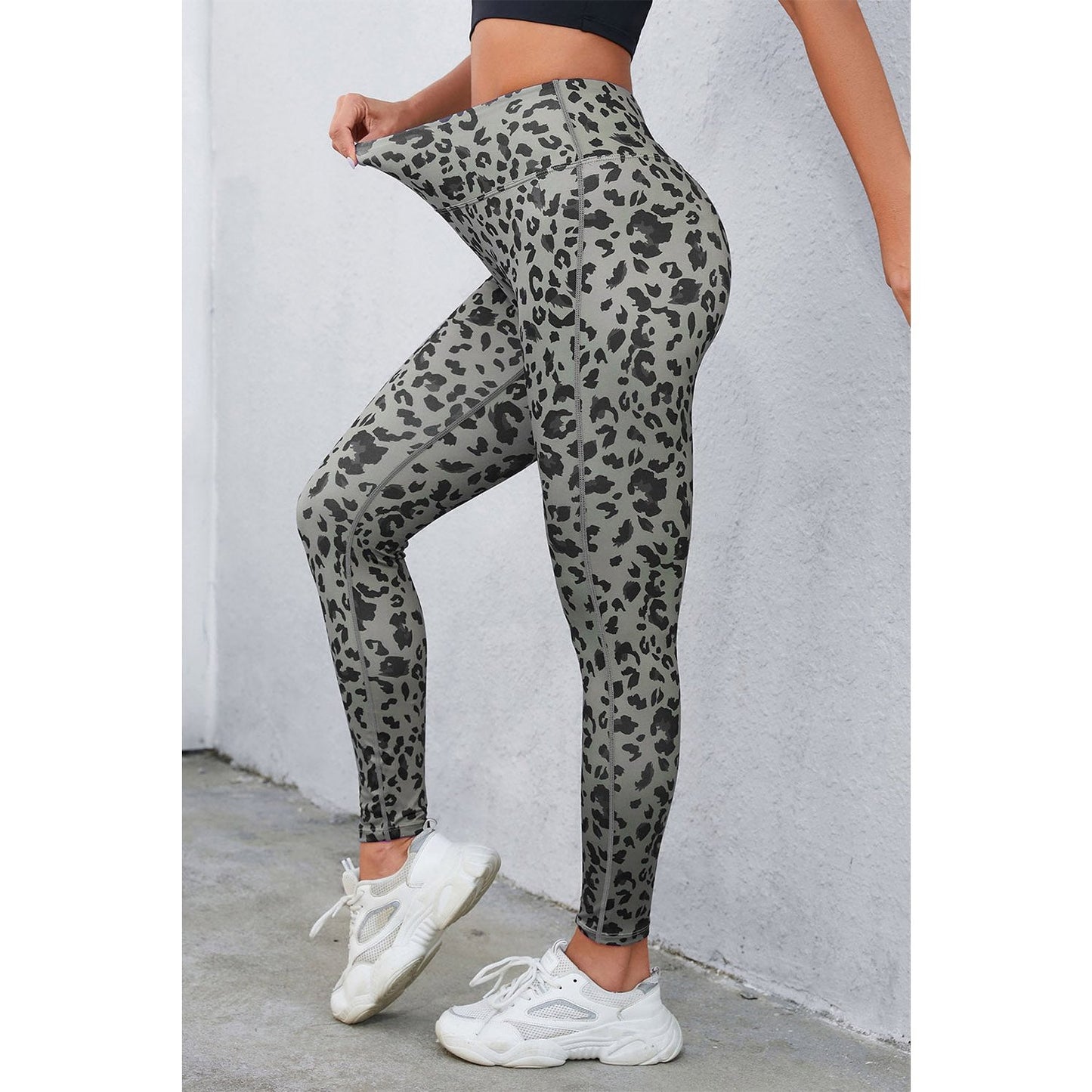 Eunice Grey Classic Leopard Print Active Leggings