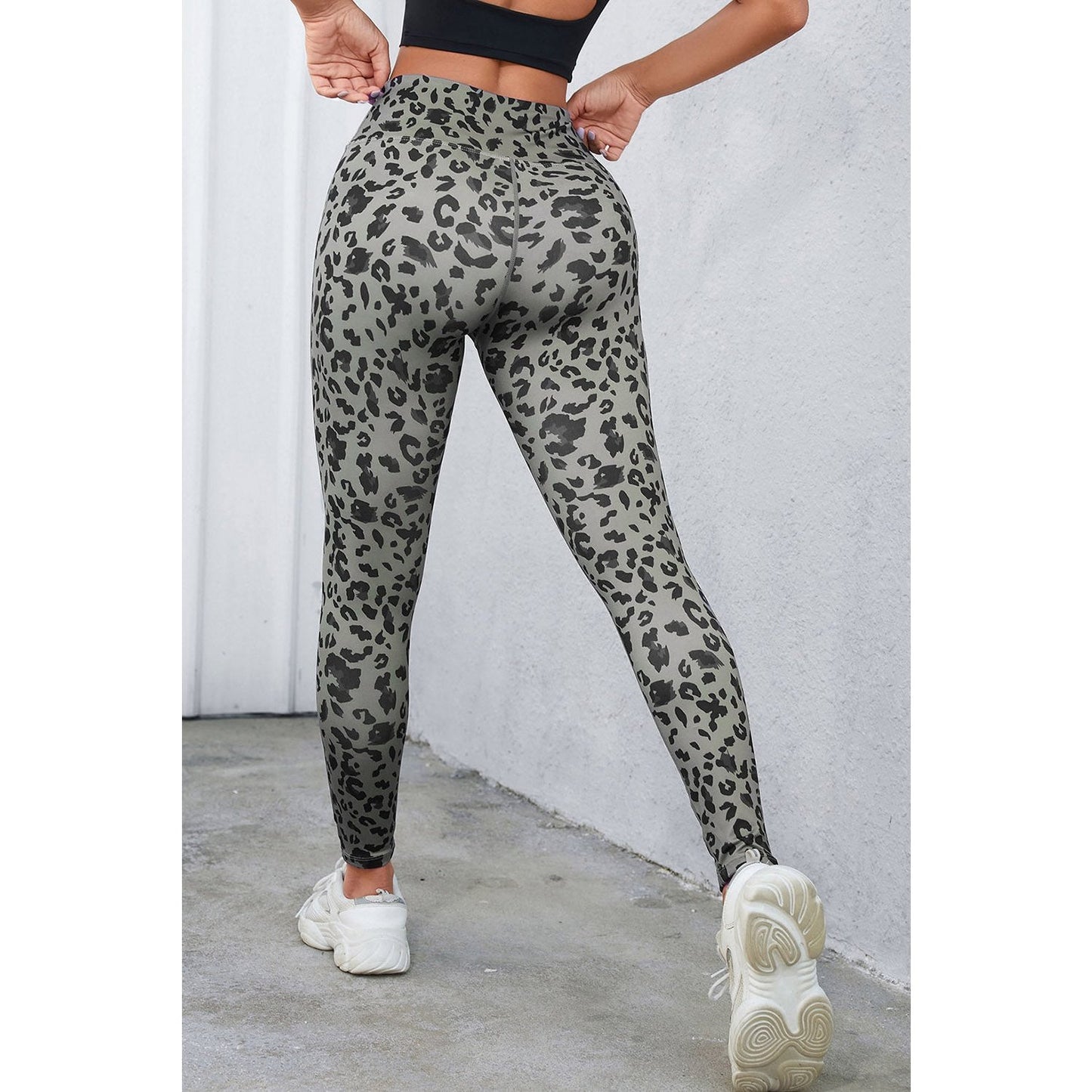 Eunice Grey Classic Leopard Print Active Leggings