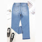 Evalynn Sky Blue Whiskered Wash Raw Hem Cropped Jeans