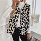 Eve Leopard Print Plush Button Up Vest