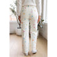 Evella White High Waist Polka Dot Straight Leg Casual Jeans