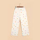 Evella White High Waist Polka Dot Straight Leg Casual Jeans