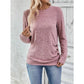 Evette Pink Faux Side Button Long Sleeve Shirt