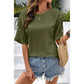 Evie Moss Green Drawstring Shoulder Detail Crew Neck Tee
