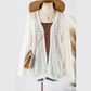 Evonne White Stylish Hollow Out Knit Drop Shoulder Cardigan