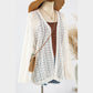 Evonne White Stylish Hollow Out Knit Drop Shoulder Cardigan