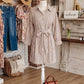 SALE!!!  Lacie Brown Stripe Knot Waist Puff Sleeve Button Down Mini Shirt Dress