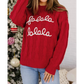 Fiery Red Falala Cable Knit Christmas Dropped Shoulder Pullover Sweater