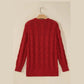 Fiery Red Falala Cable Knit Christmas Dropped Shoulder Pullover Sweater