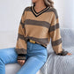 Faithlynn V Neck Striped Loose Fit Sweater - 3 Colors
