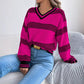 Faithlynn V Neck Striped Loose Fit Sweater - 3 Colors