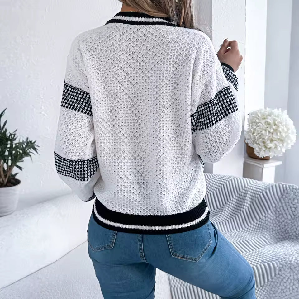 Faithlynn V Neck Striped Loose Fit Sweater - 3 Colors