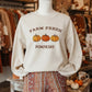 White FARM FRESH PUMPKINS Embroidered Graphic Thanksgiving Holiday Sweatshirt