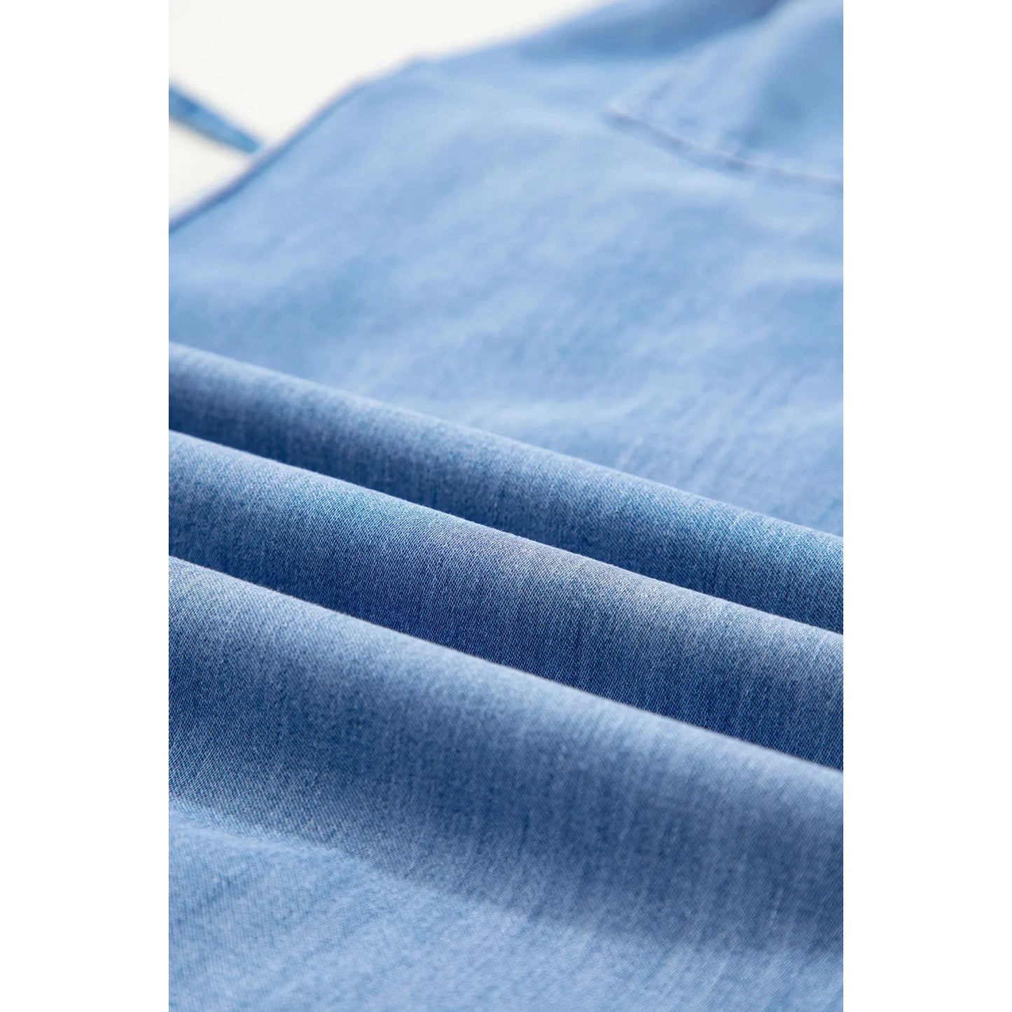 Farrah Beau Blue Drawstring Elastic Waist Pocketed Loose Denim Pants