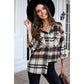 Fawna Navy Geometric Plaid Print Pocketed Shirt