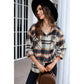 Fawna Navy Geometric Plaid Print Pocketed Shirt