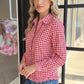 Fawna Red Plaid Long Sleeve Button Down Frill Detail Casual Shirt