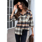 Fawna Navy Geometric Plaid Print Pocketed Shirt