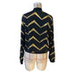 Faylinn Black and Gold Sawtooth Printed Zipper Front Jacket