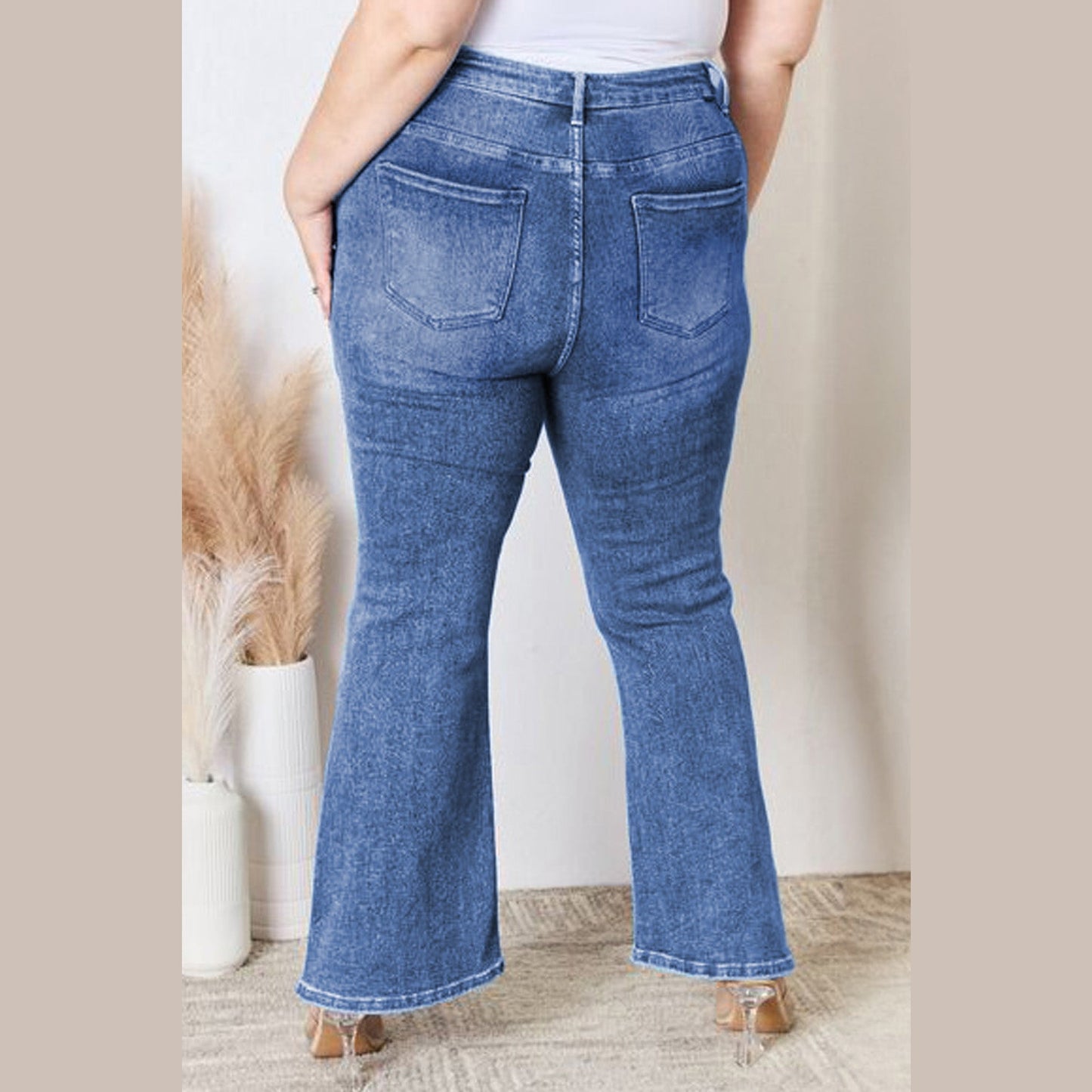 Ferryn Blue PLUS SIZE Exposed Seam High Waist Flare Jeans