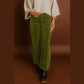 Ferryn Vineyard Green Corduroy Solid Color High Waist Wide Leg Pants