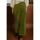 Ferryn Vineyard Green Corduroy Solid Color High Waist Wide Leg Pants