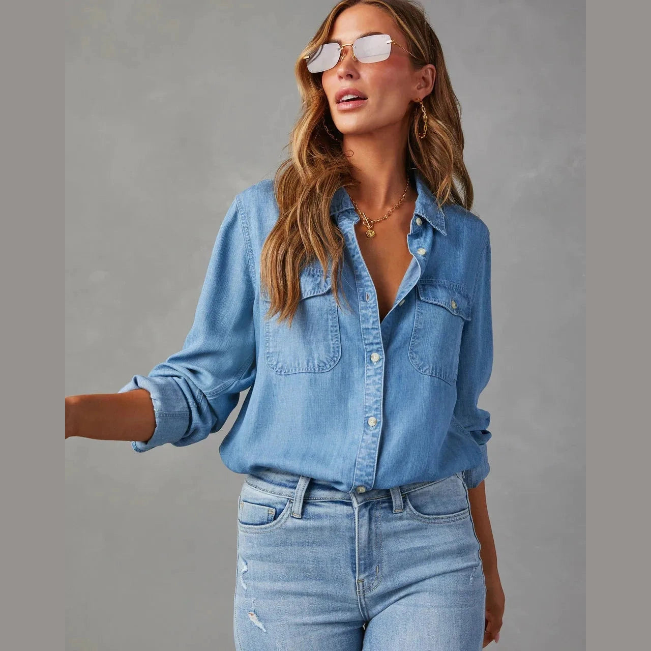 Fia Loose Button Up Denim Shirt