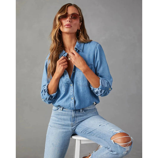 Fia Loose Button Up Denim Shirt