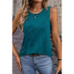 Finley Blue Sapphire Solid Color Stitching Detail Round Neck Tank Top