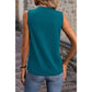 Finley Blue Sapphire Solid Color Stitching Detail Round Neck Tank Top