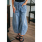 Fionie Myosotis Large Patch Pocket Drawstring Paperbag Waist Barrel Jeans