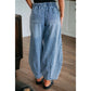 Fionie Myosotis Large Patch Pocket Drawstring Paperbag Waist Barrel Jeans