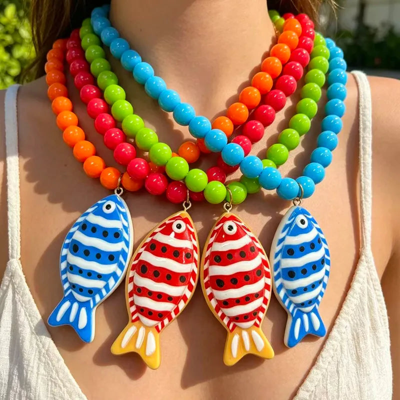 Resin Fish Necklace -  Colors