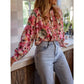 Emme Floral Ruffle Front Long Sleeve Blouse