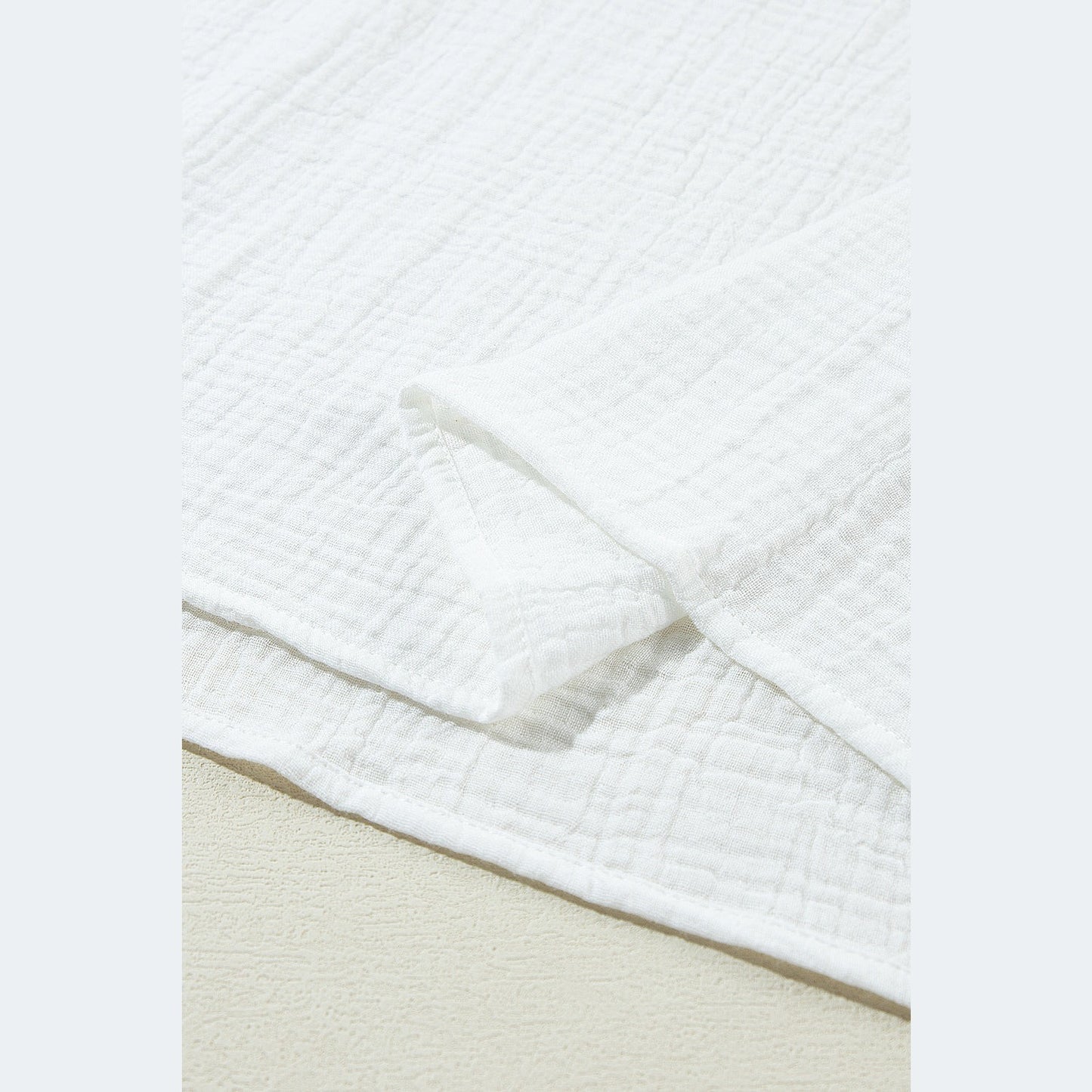 SALE!!!  Floralina White Crinkled Lace Sleeve Collared V Neck Blouse  SALE!!!