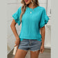 Florita Spearmint Eyelet Round Neck Flounce Sleeve Top