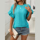 Florita Spearmint Eyelet Round Neck Flounce Sleeve Top