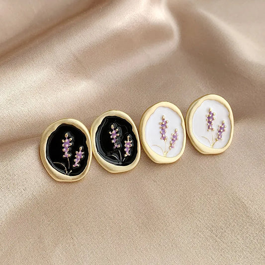 Purple Flower Stud Earrings - 2 Colors
