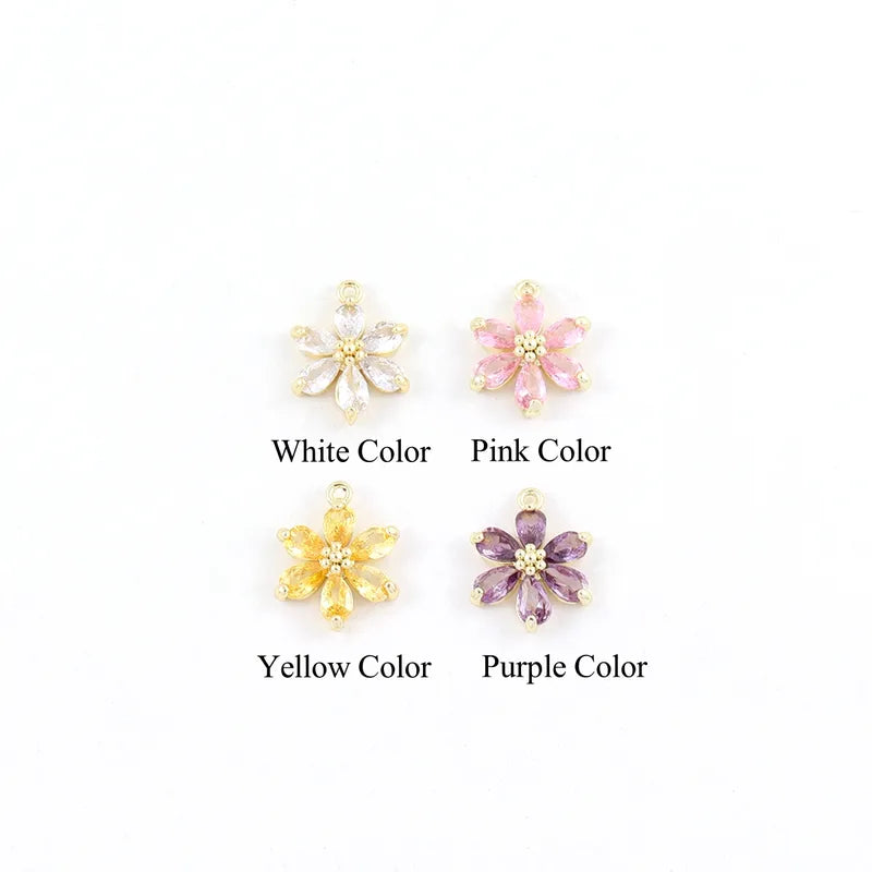 Crystal Inlay Flower Pendant Necklace  - 4 Colors