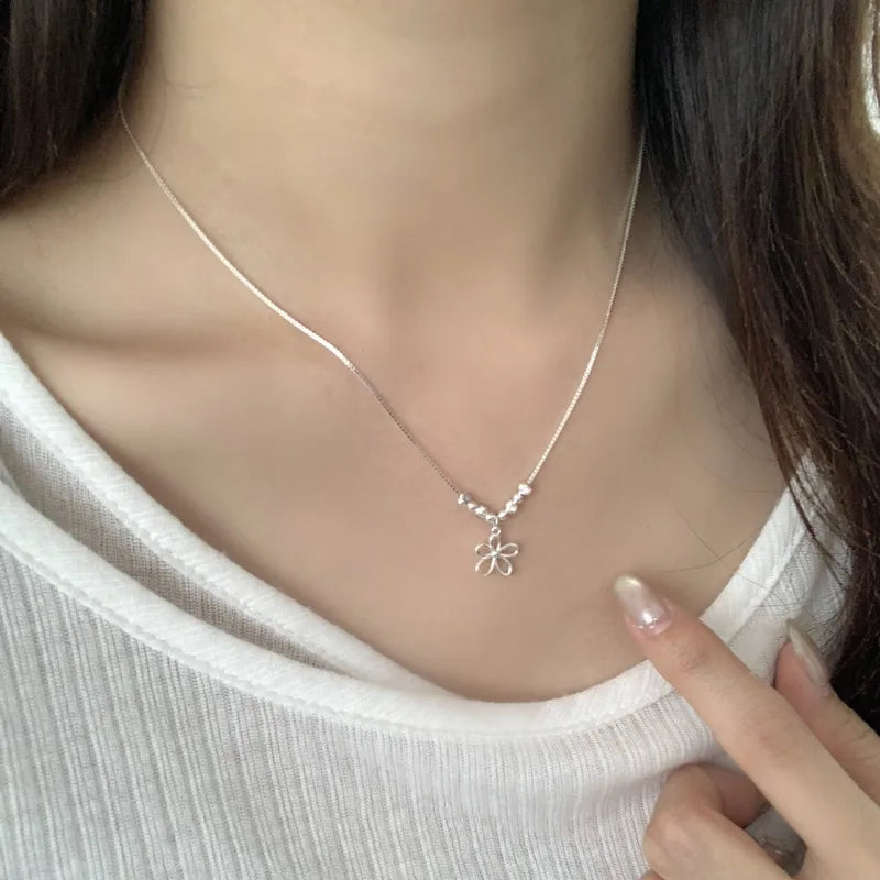 Dainty Floral Charm Box Chain Necklace
