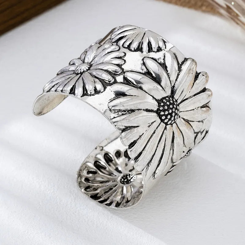 Silver Bloom Cuff Bracelet