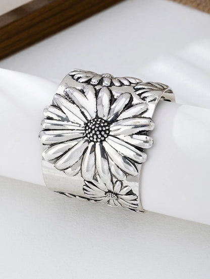 Silver Bloom Cuff Bracelet