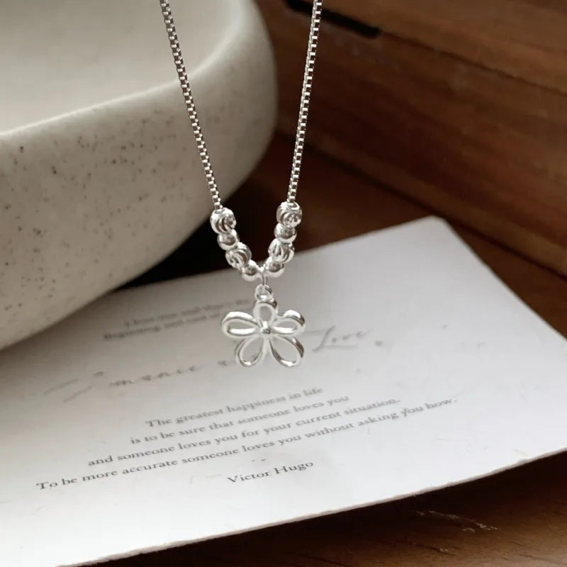 Dainty Floral Charm Box Chain Necklace