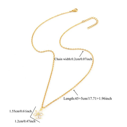 Crystal Inlay Flower Pendant Necklace  - 4 Colors