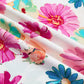 RTS Floral Print Short Puff Sleeve Striped Trim V Neck Blouse