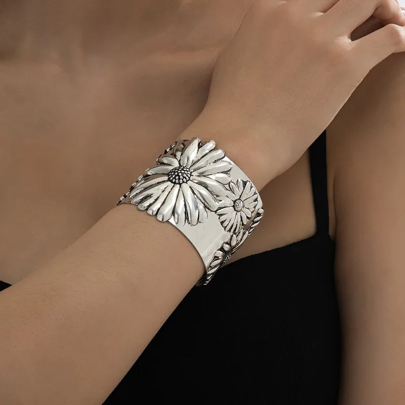 Silver Bloom Cuff Bracelet