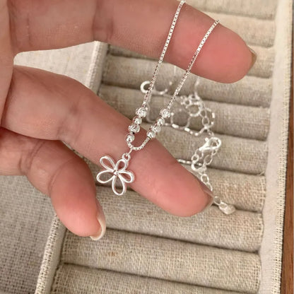 Dainty Floral Charm Box Chain Necklace